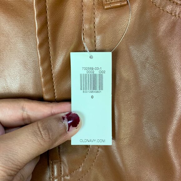 NEW Old Navy Womens Faux Leather High Rise OG Loose‎ Brown Pants Size 0 - Picture 9 of 11